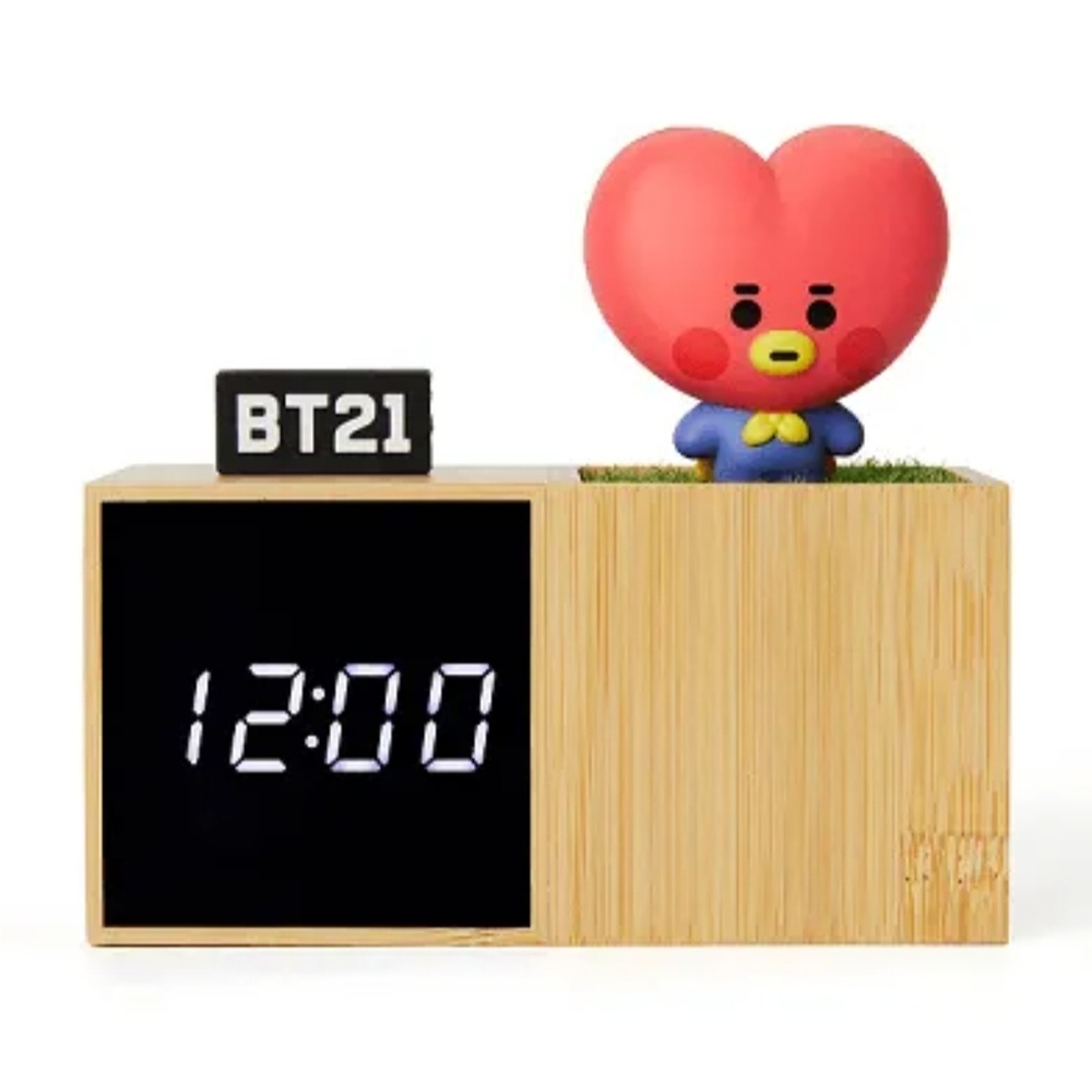 BT21 Wooden Digital Clock with Tata Figurine